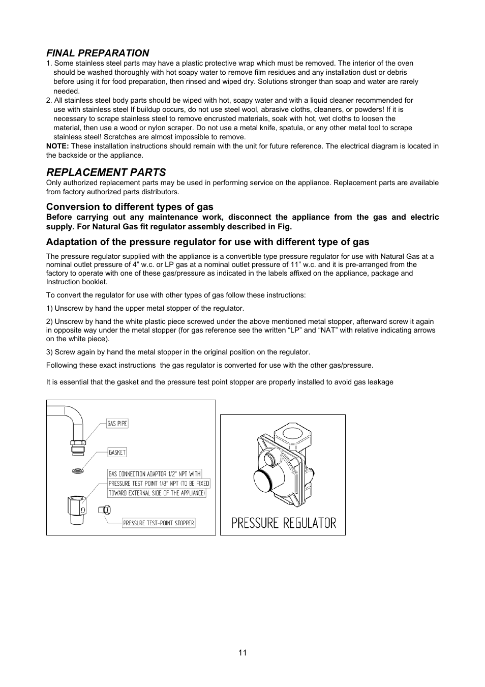 Replacement parts | Bertazzoni X486GGGVX User Manual | Page 11 / 36