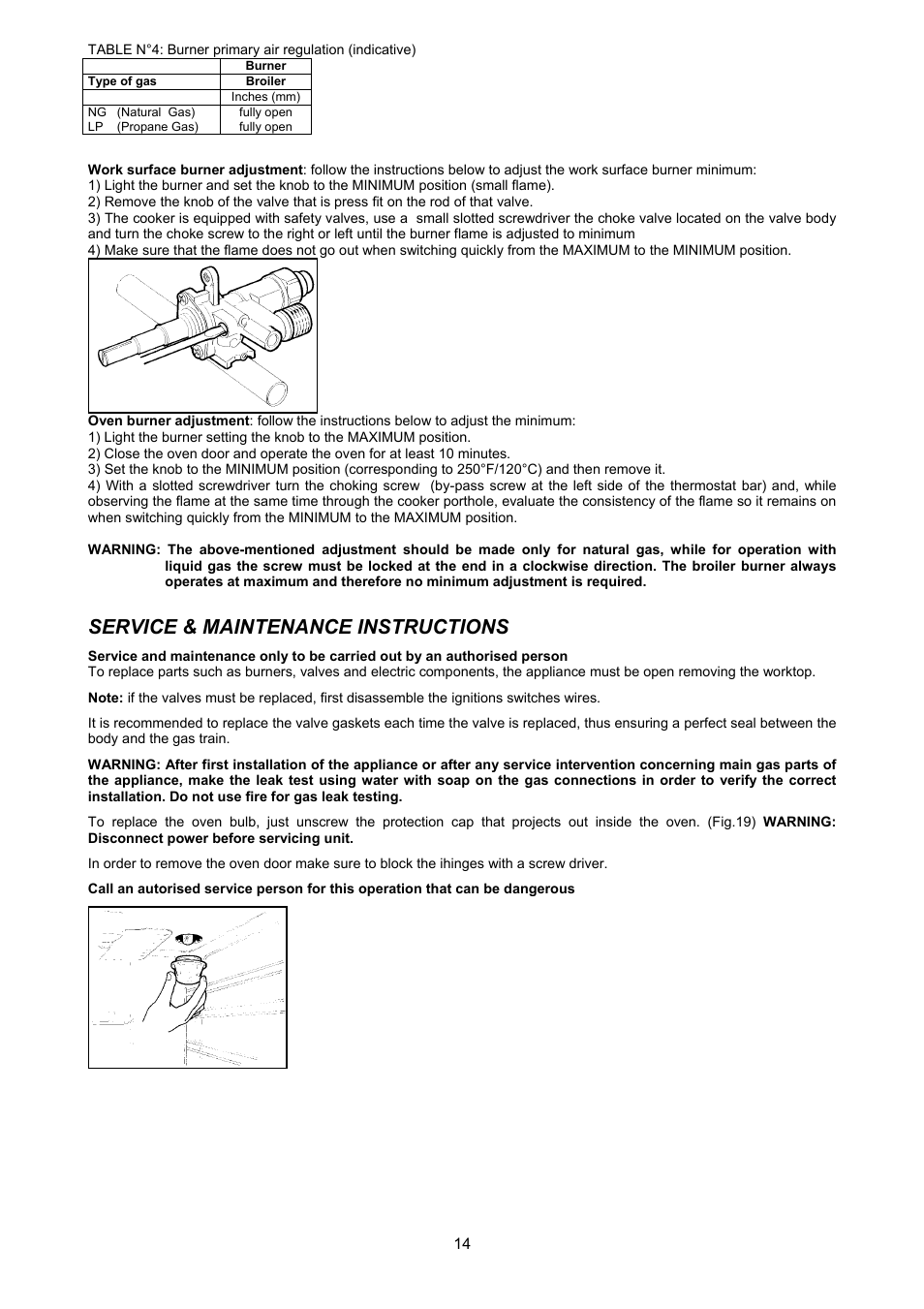 Service & maintenance instructions | Bertazzoni X486GGGVX User Manual | Page 14 / 36