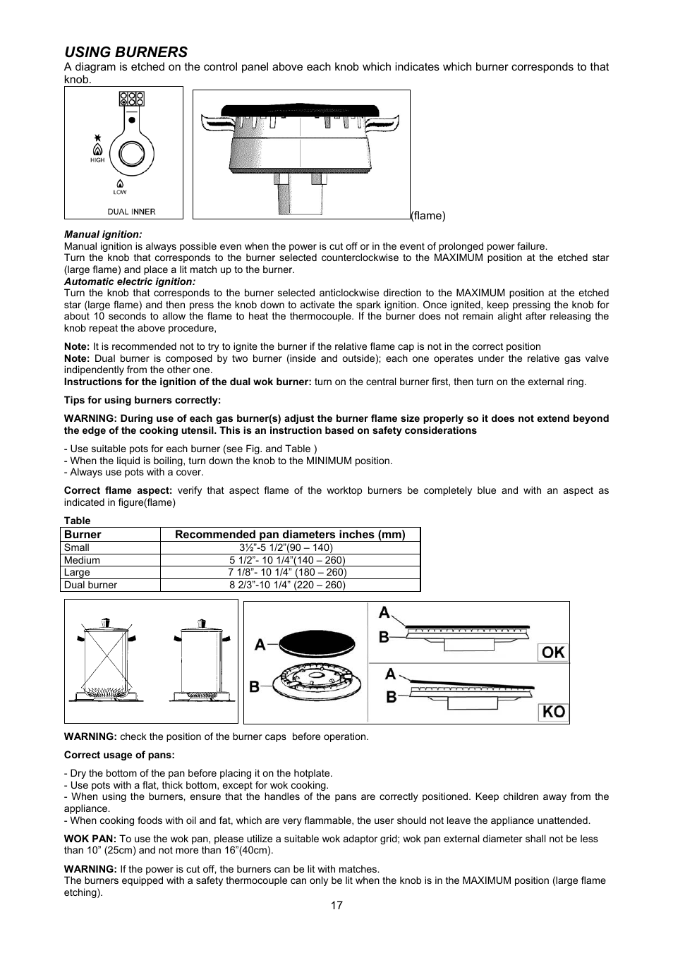 Using burners | Bertazzoni X486GGGVX User Manual | Page 17 / 36