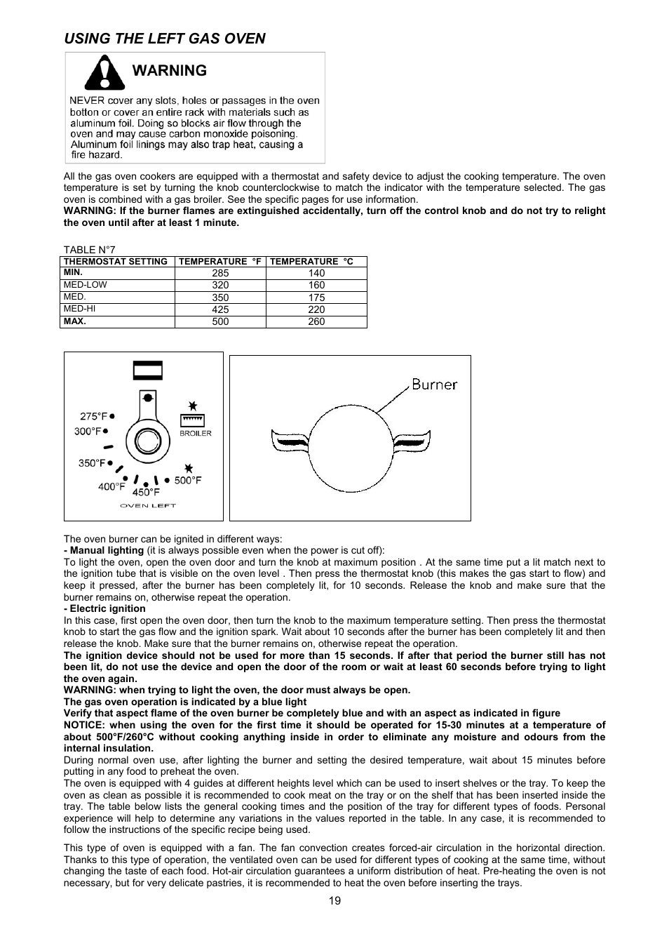 Using the left gas oven | Bertazzoni X486GGGVX User Manual | Page 19 / 36