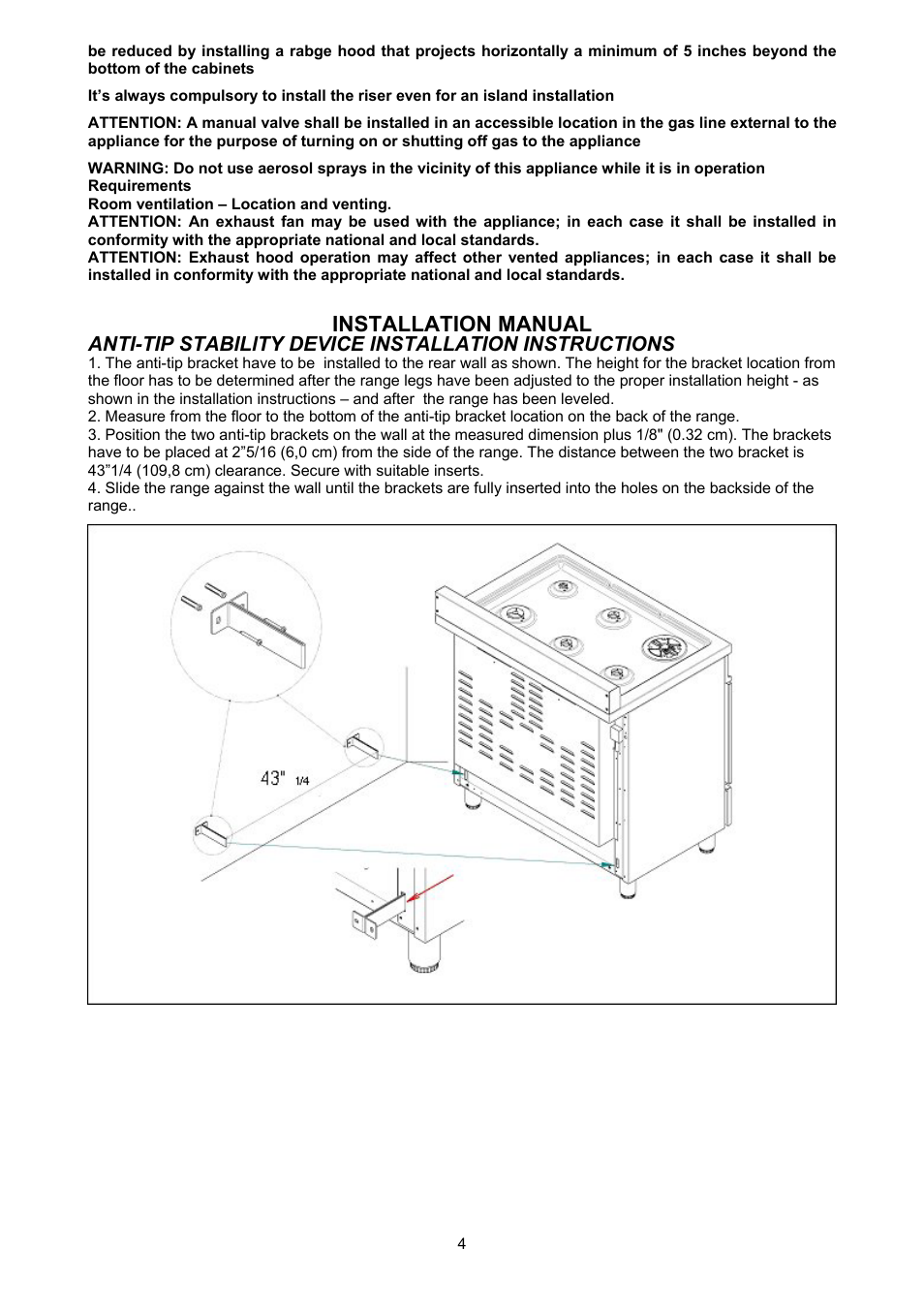 Installation manual | Bertazzoni X486GGGVX User Manual | Page 4 / 36