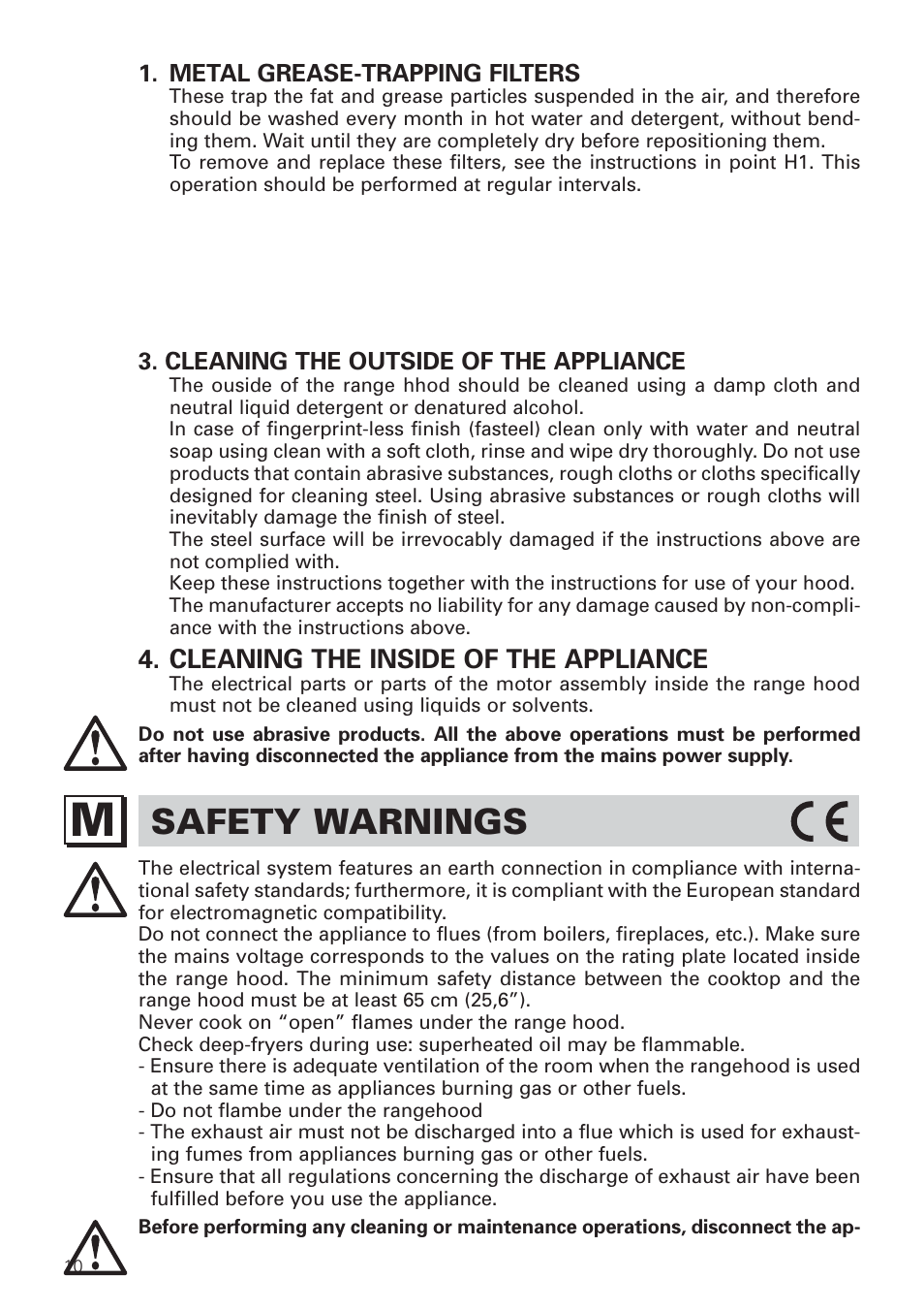 Safety warnings, Cleaning the inside of the appliance | Bertazzoni KIN 36 PER X User Manual | Page 12 / 32