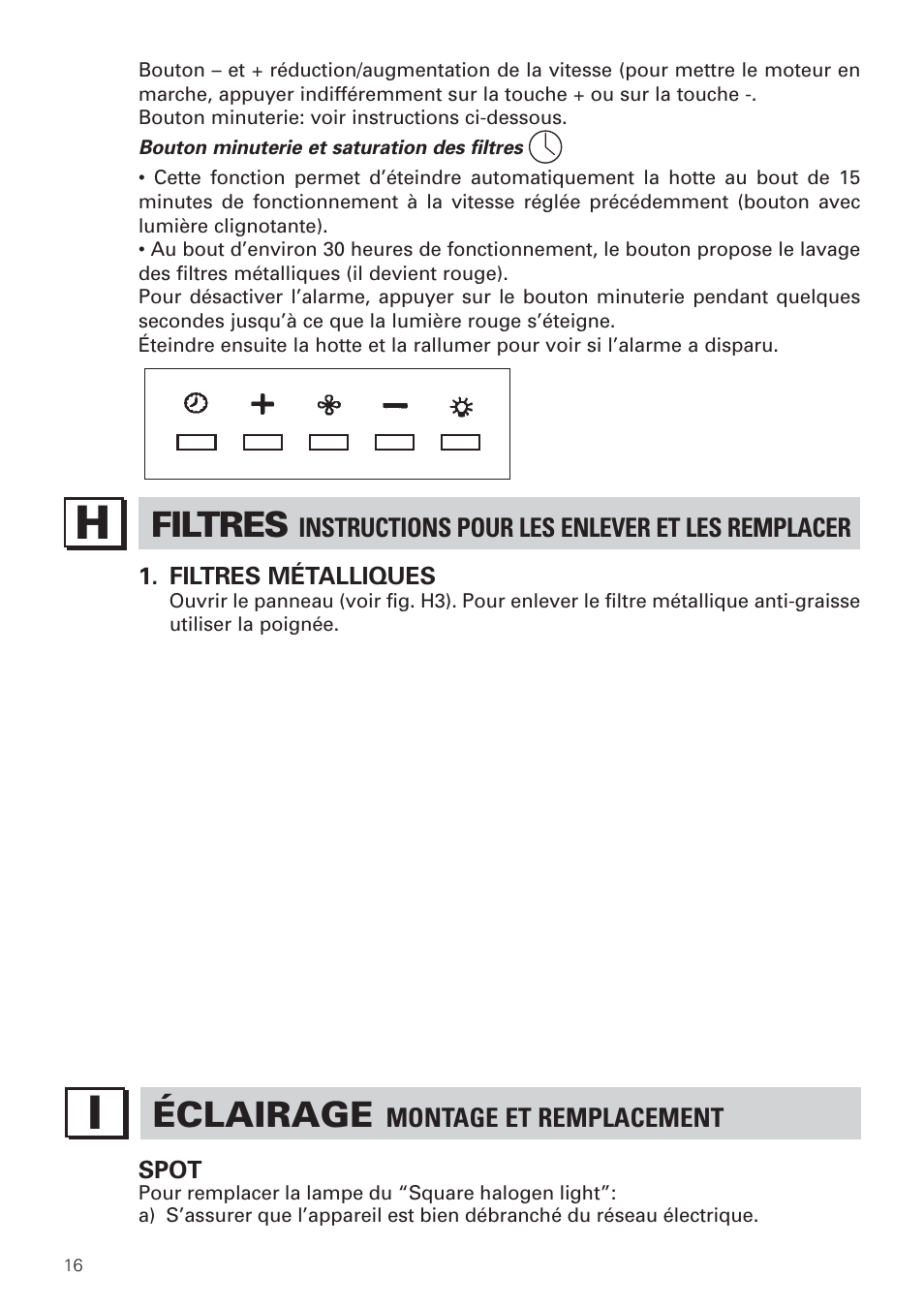 Filtres, Éclairage | Bertazzoni KIN 36 PER X User Manual | Page 18 / 32
