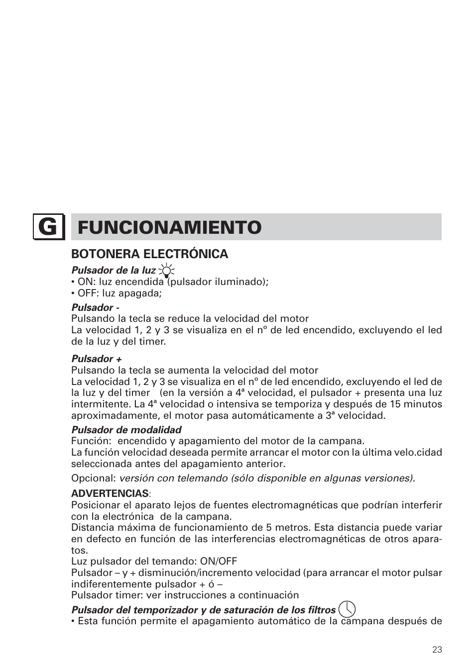 Funcionamiento | Bertazzoni KIN 36 PER X User Manual | Page 25 / 32