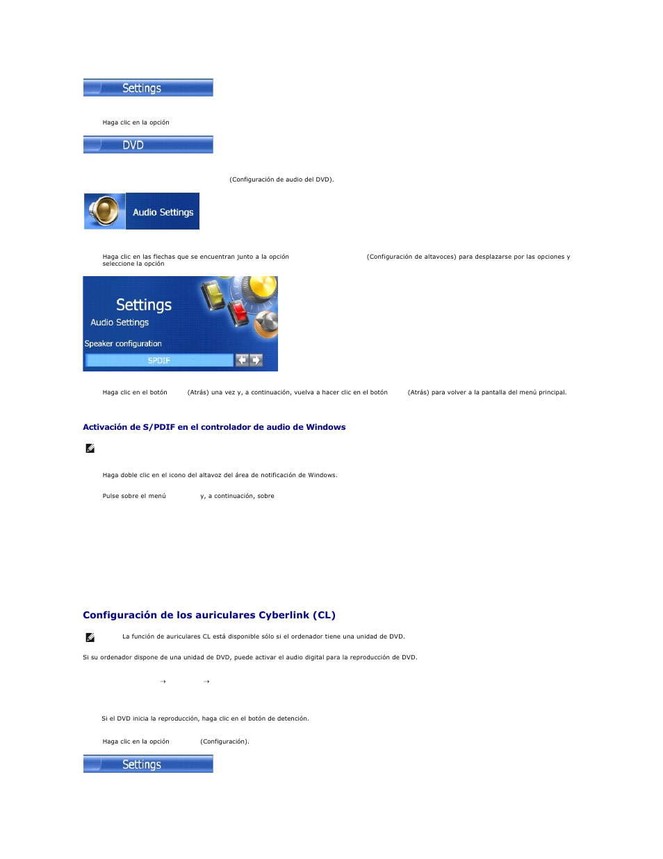 Configuración de los auriculares cyberlink (cl) | Dell Latitude D610 User Manual | Page 23 / 119