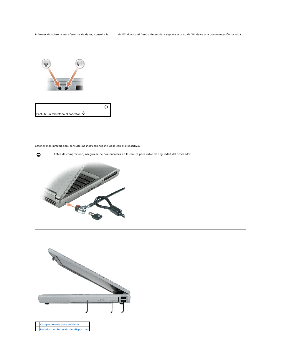 Vista derecha, Ranura para cable de seguridad, Conectores de audio | Unidad de disco duro | Dell Latitude D610 User Manual | Page 5 / 119