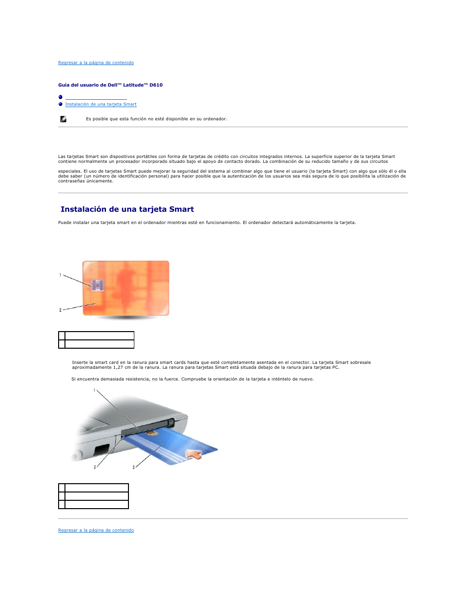 Uso de tarjetas smart, Acerca de las tarjetas smart, Instalación de una tarjeta smart | Dell Latitude D610 User Manual | Page 88 / 119