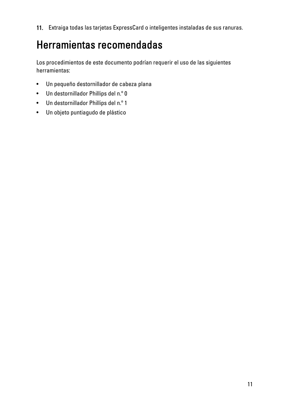 Herramientas recomendadas | Dell Latitude XT3 (Mid 2011) User Manual | Page 11 / 155
