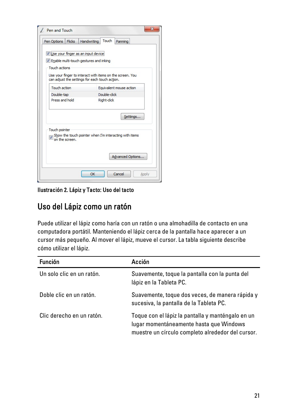 Uso del lápiz como un ratón | Dell Latitude XT3 (Mid 2011) User Manual | Page 21 / 155