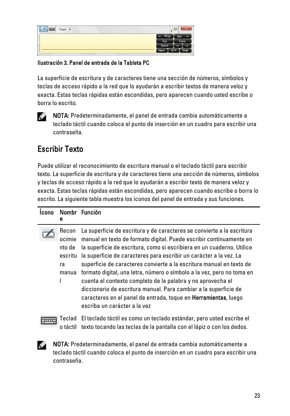 Escribir texto | Dell Latitude XT3 (Mid 2011) User Manual | Page 23 / 155