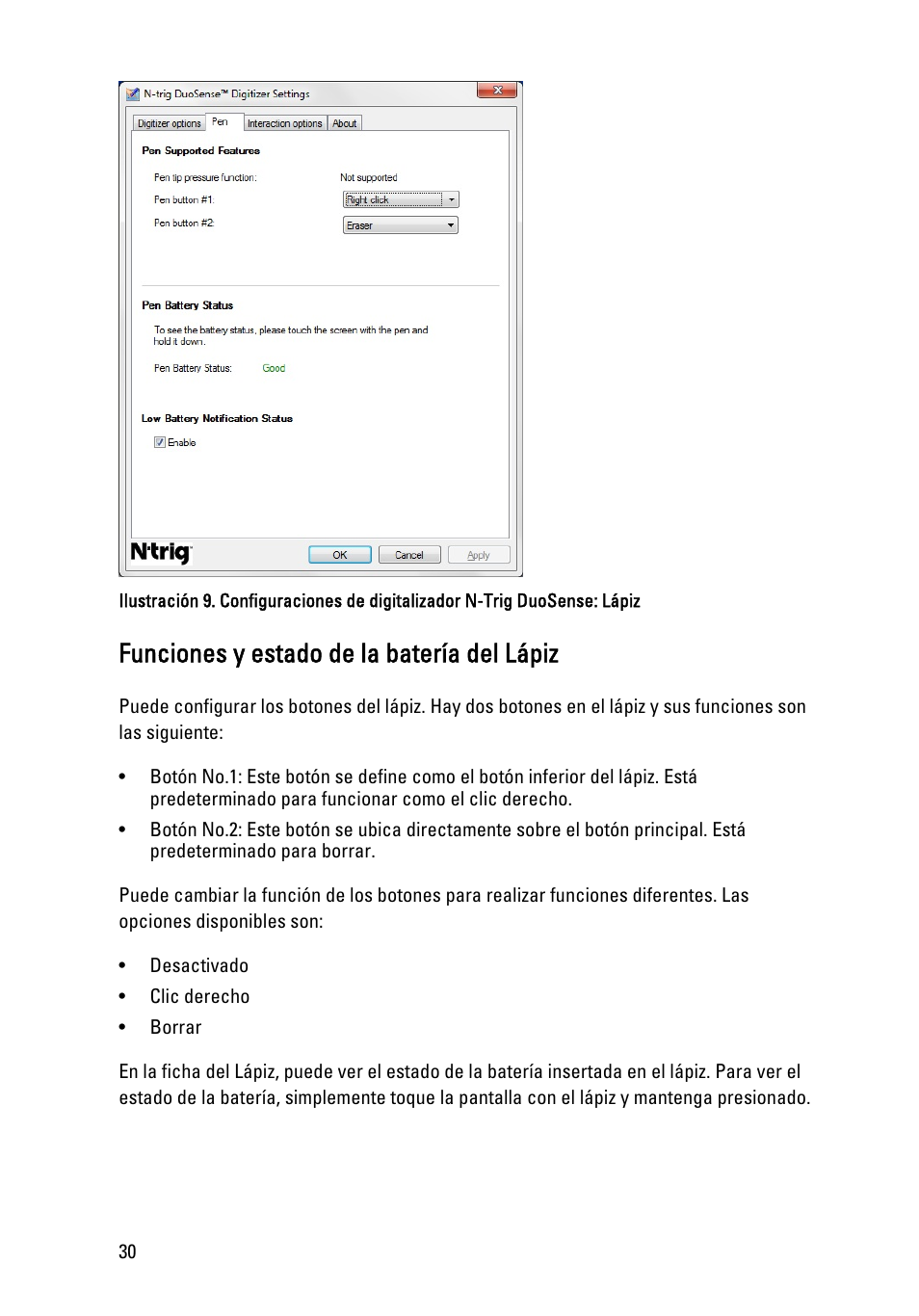 Funciones y estado de la batería del lápiz | Dell Latitude XT3 (Mid 2011) User Manual | Page 30 / 155