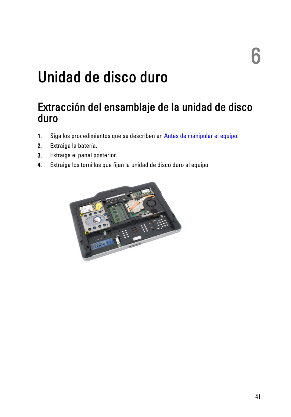 Unidad de disco duro, 6 unidad de disco duro | Dell Latitude XT3 (Mid 2011) User Manual | Page 41 / 155