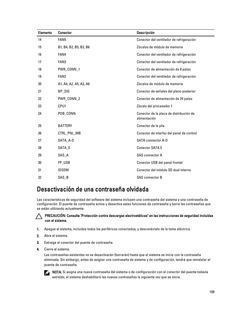 Desactivación de una contraseña olvidada | Dell PowerVault DX6104 User Manual | Page 109 / 139