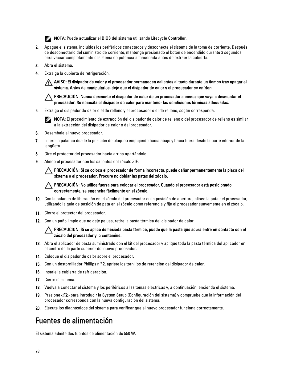 Fuentes de alimentación | Dell PowerVault DX6104 User Manual | Page 78 / 139