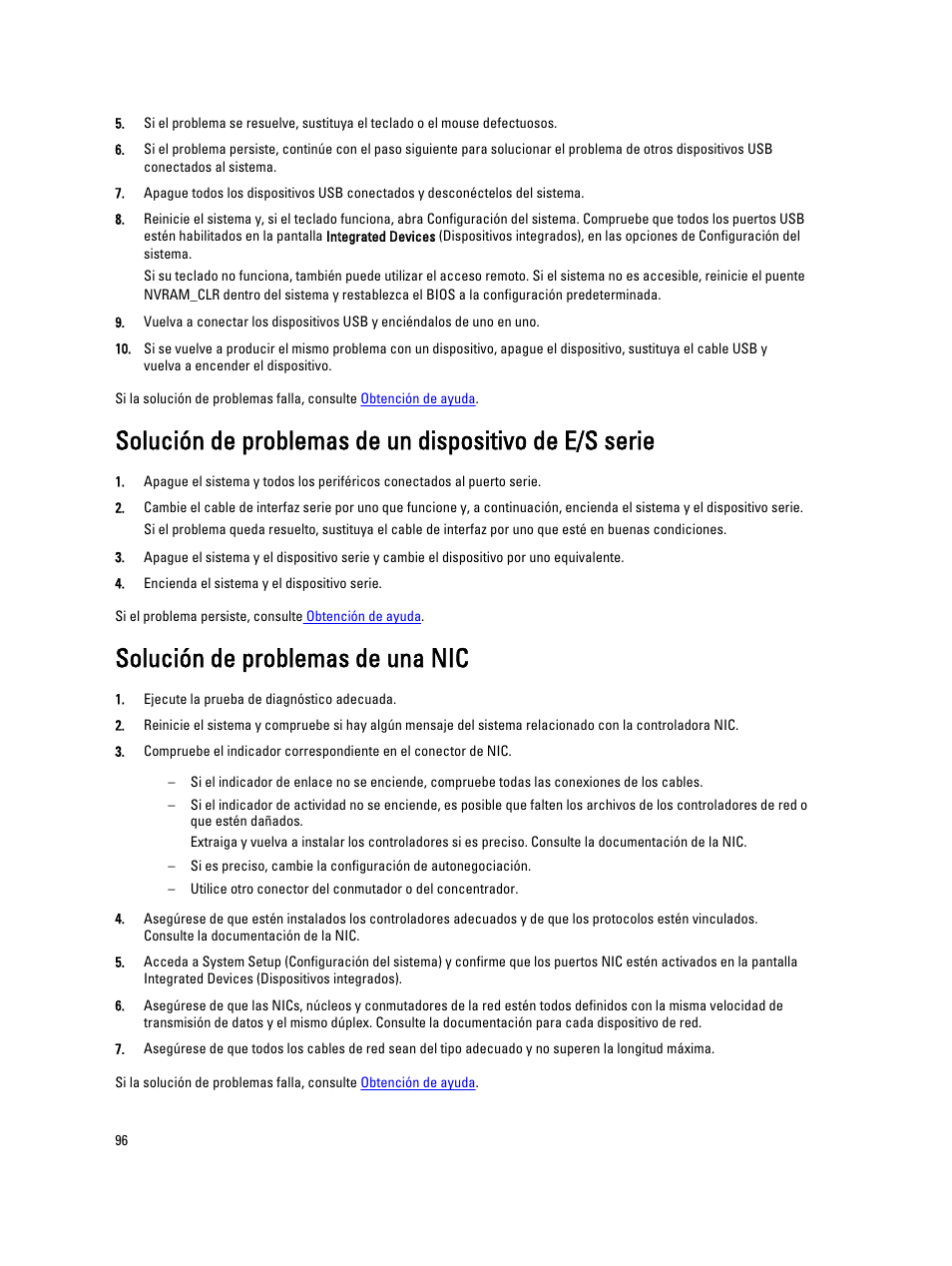 Solución de problemas de una nic | Dell PowerVault DX6104 User Manual | Page 96 / 139