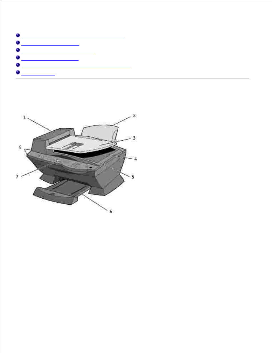 Introducción, Puesta en marcha, Descripción de los componentes de la impresora | Dell A960 All In One Personal Printer User Manual | Page 5 / 99