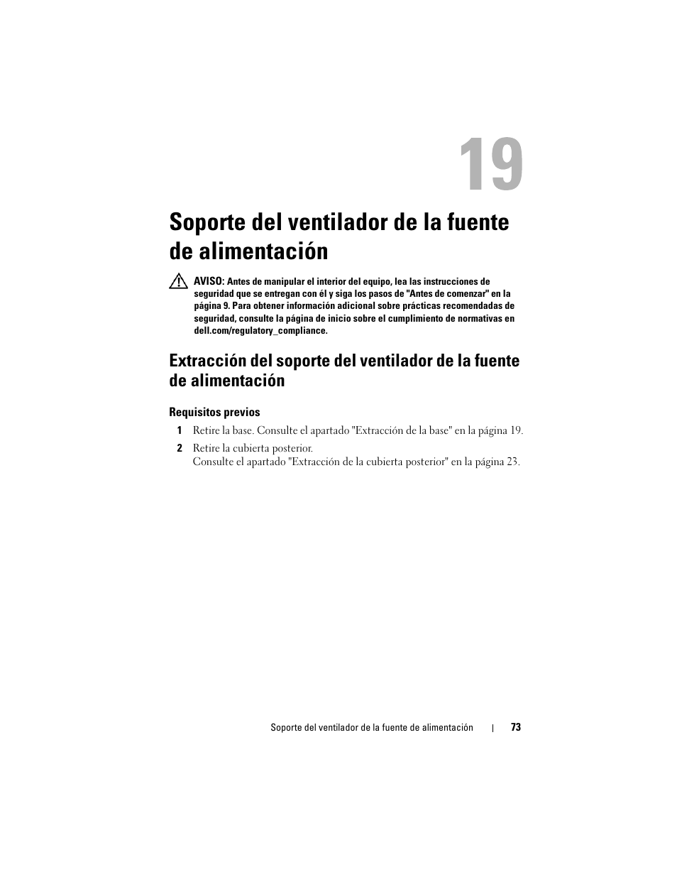 Soporte del ventilador de la fuente de, Alimentación | Dell Inspiron One 2330 (Mid 2012) User Manual | Page 73 / 146