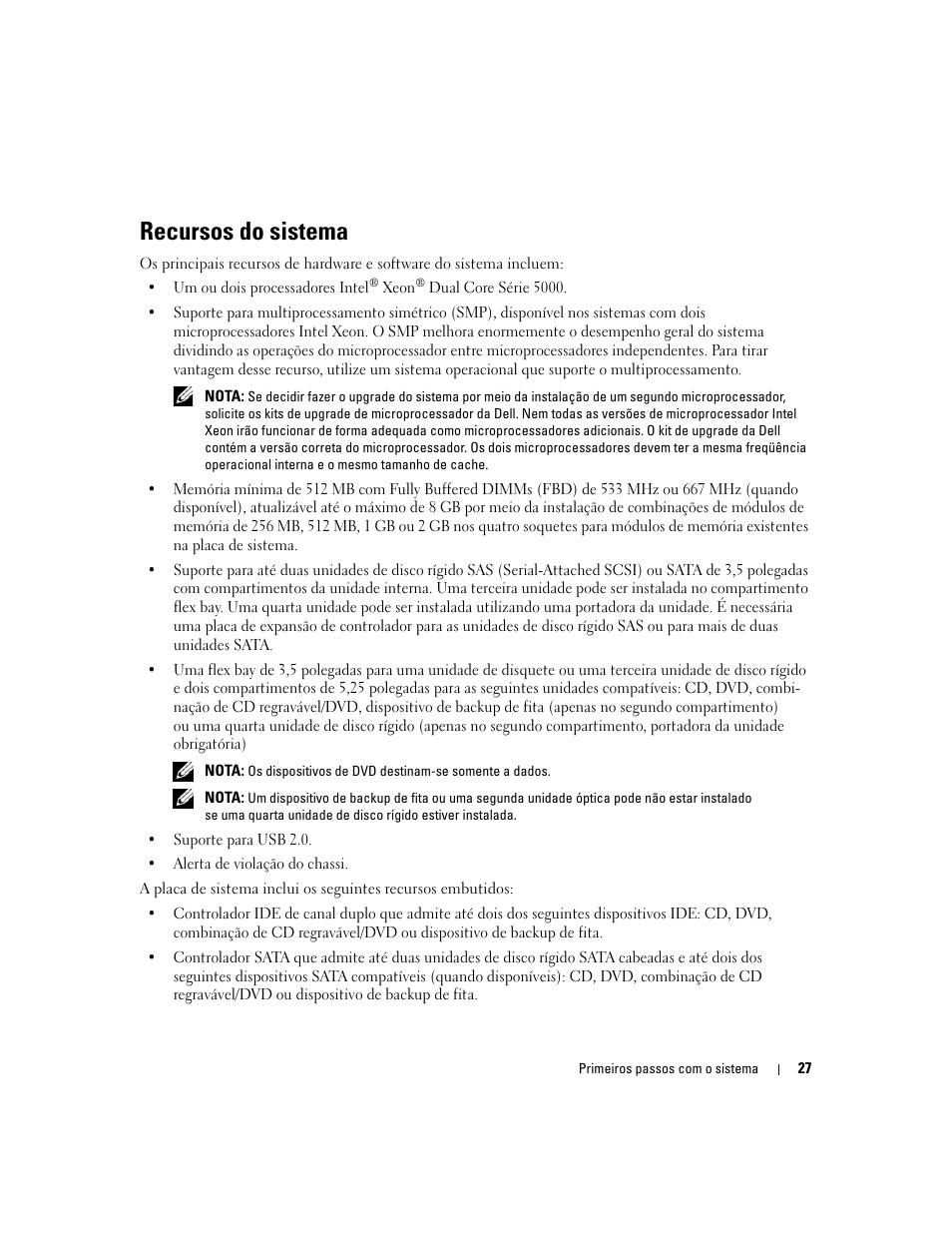 Recursos do sistema | Dell PowerEdge SC1430 User Manual | Page 29 / 50