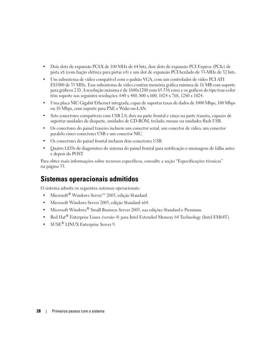 Sistemas operacionais admitidos | Dell PowerEdge SC1430 User Manual | Page 30 / 50