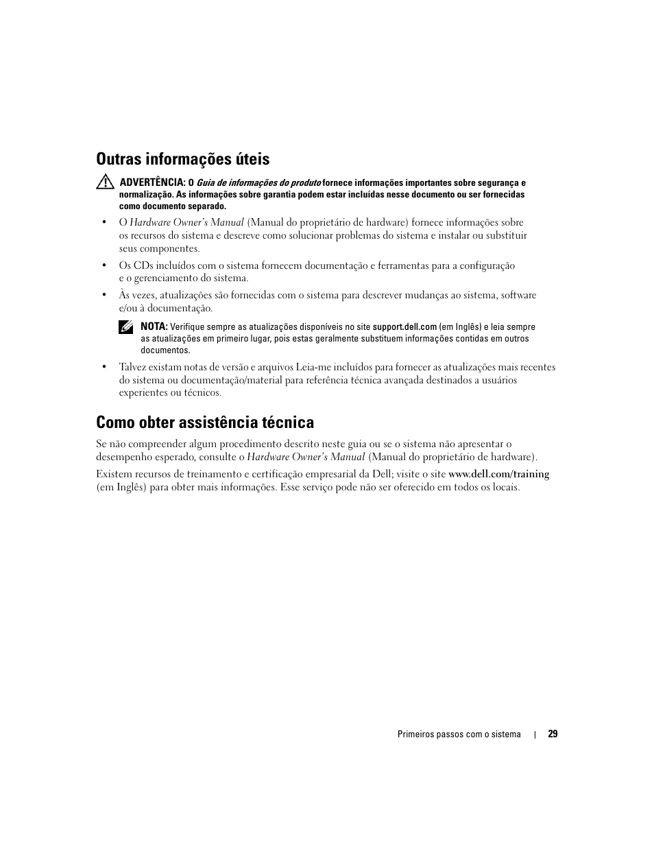 Outras informações úteis, Como obter assistência técnica | Dell PowerEdge SC1430 User Manual | Page 31 / 50