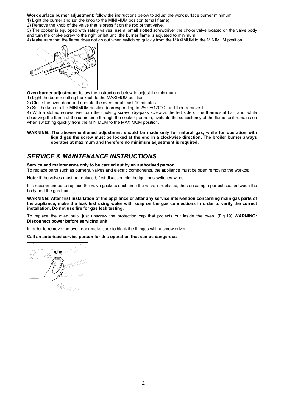 Service & maintenance instructions | Bertazzoni X365GGVX (X36 5 00 X) User Manual | Page 12 / 26