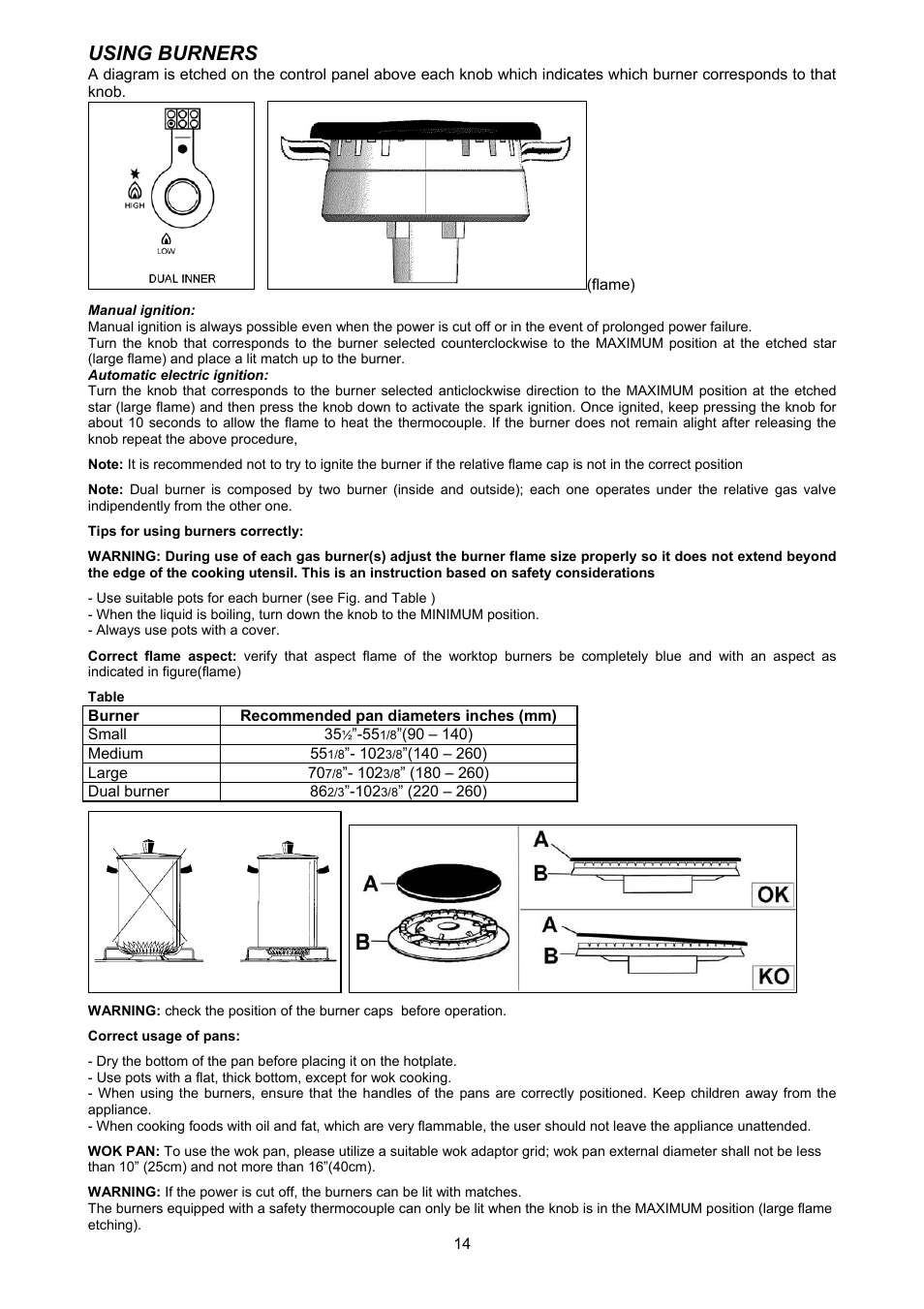 Using burners | Bertazzoni X365GGVX (X36 5 00 X) User Manual | Page 14 / 26