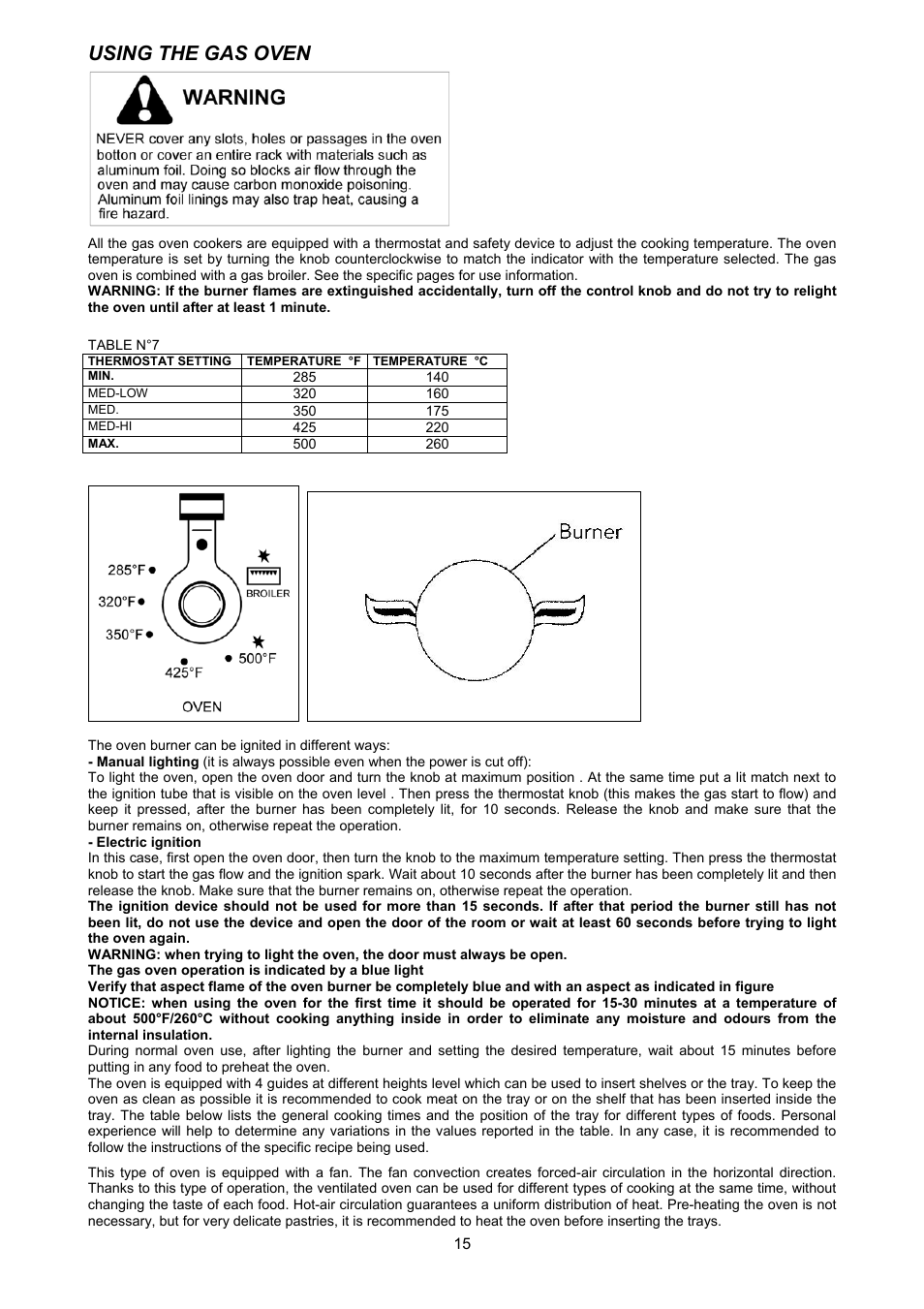 Using the gas oven | Bertazzoni X365GGVX (X36 5 00 X) User Manual | Page 15 / 26