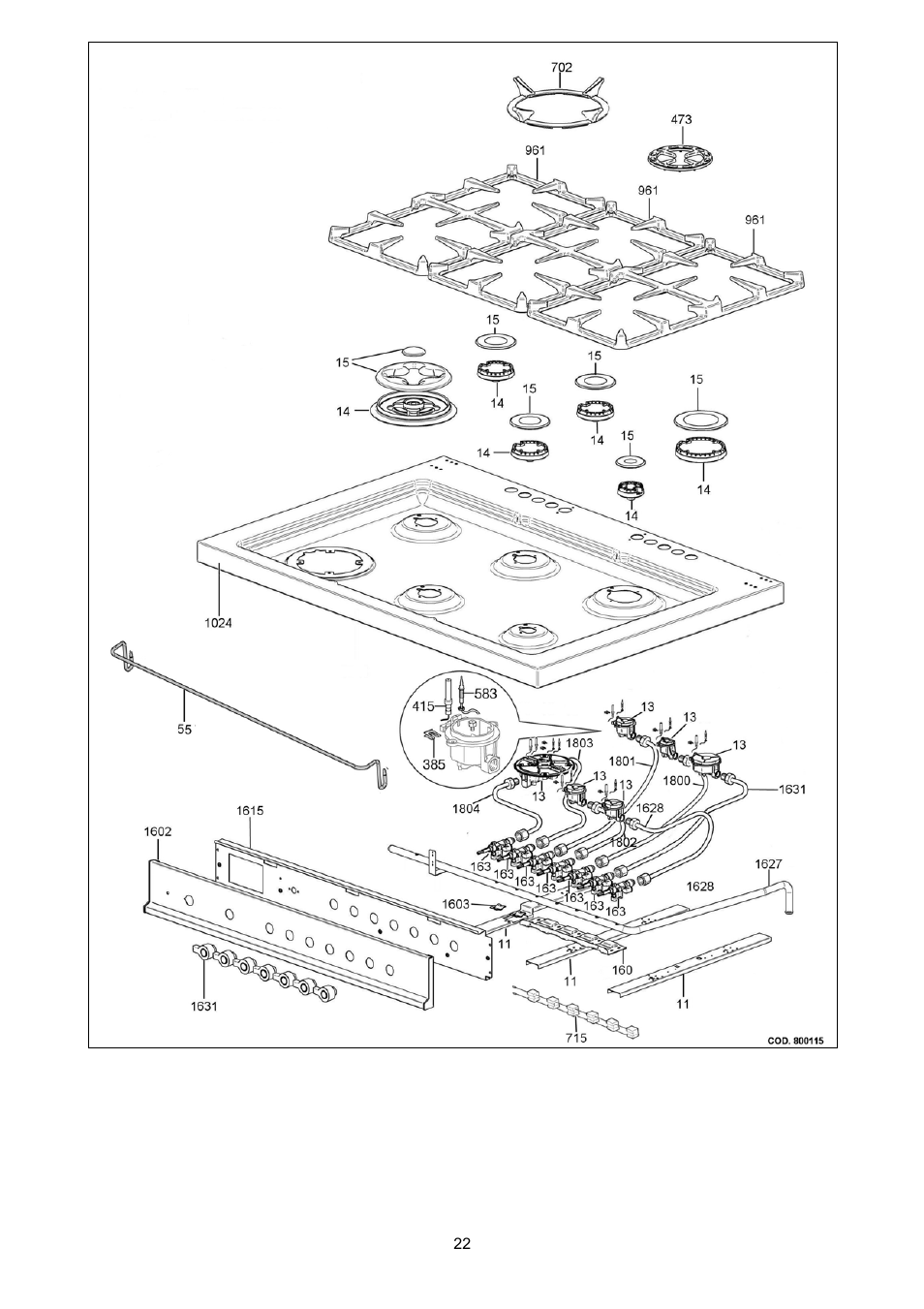 Bertazzoni X365GGVX (X36 5 00 X) User Manual | Page 22 / 26