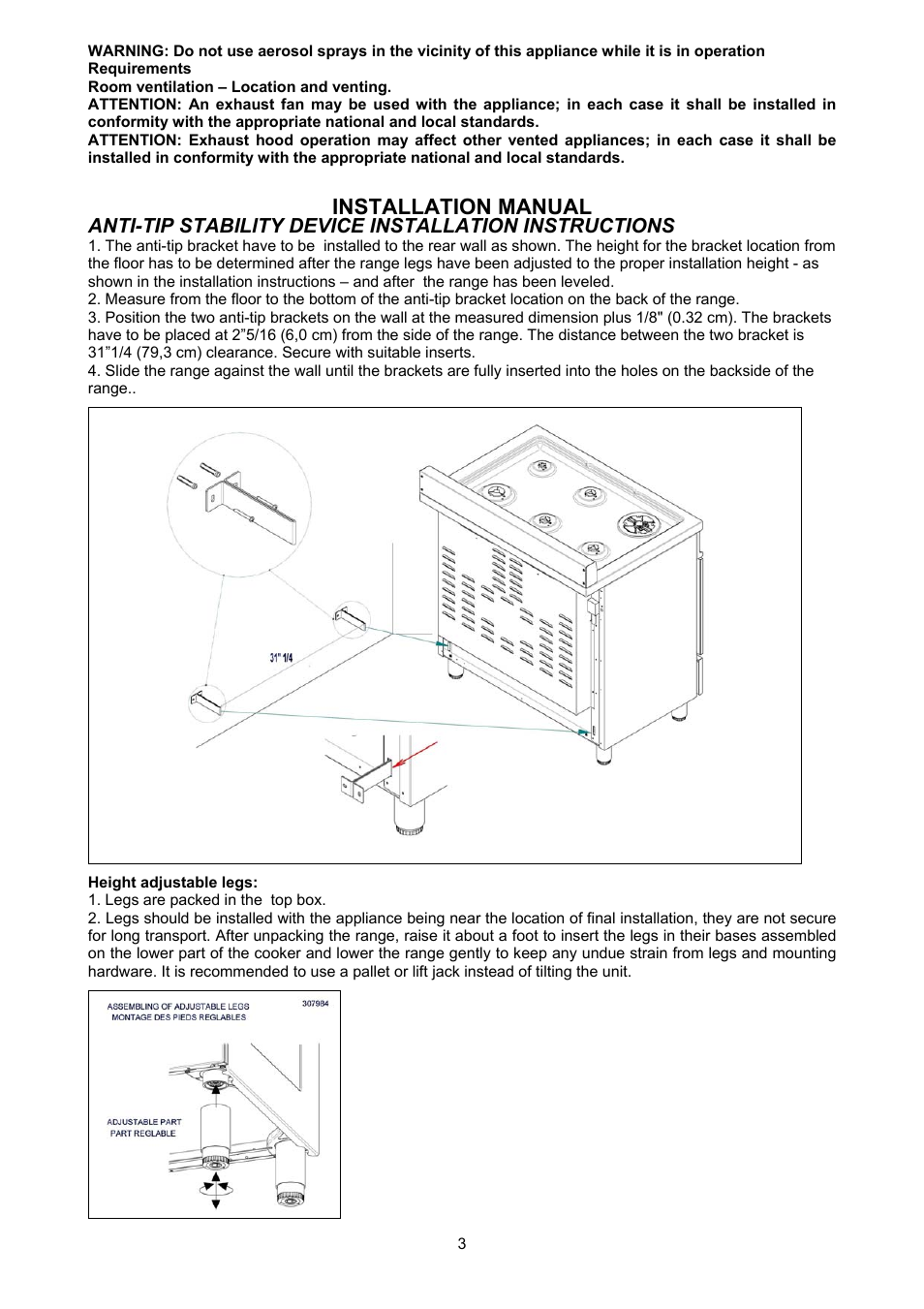 Installation manual | Bertazzoni X365GGVX (X36 5 00 X) User Manual | Page 3 / 26