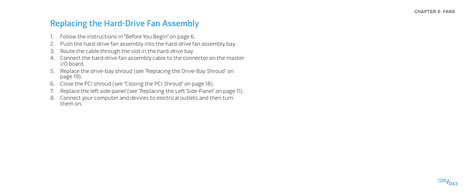 Replacing the hard-drive fan assembly | Dell Alienware Aurora (Late 2009) User Manual | Page 43 / 117