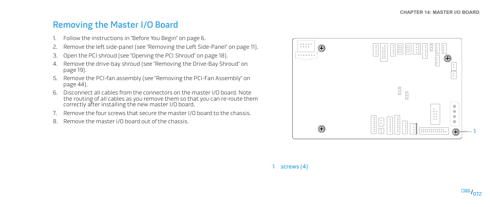 Removing the master i/o board | Dell Alienware Aurora (Late 2009) User Manual | Page 72 / 117