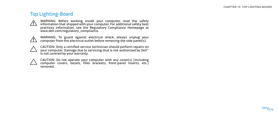 Top lighting-board | Dell Alienware Aurora (Late 2009) User Manual | Page 75 / 117