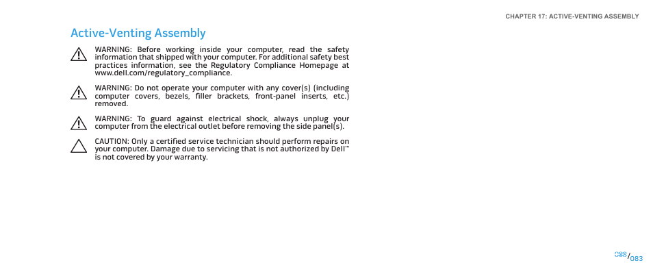 Active-venting assembly | Dell Alienware Aurora (Late 2009) User Manual | Page 83 / 117