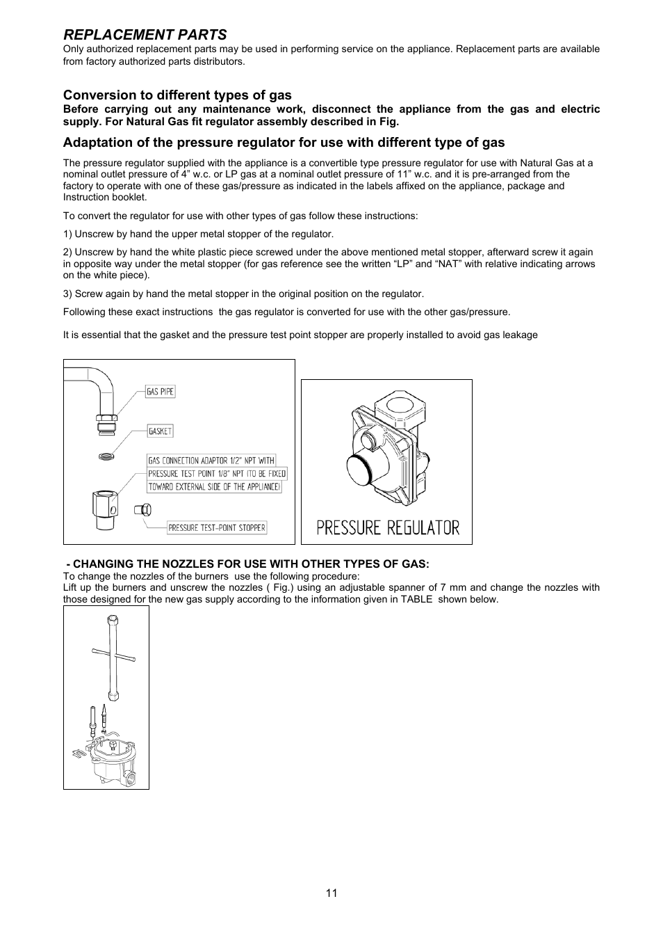 Replacement parts | Bertazzoni X244GGVX User Manual | Page 11 / 28