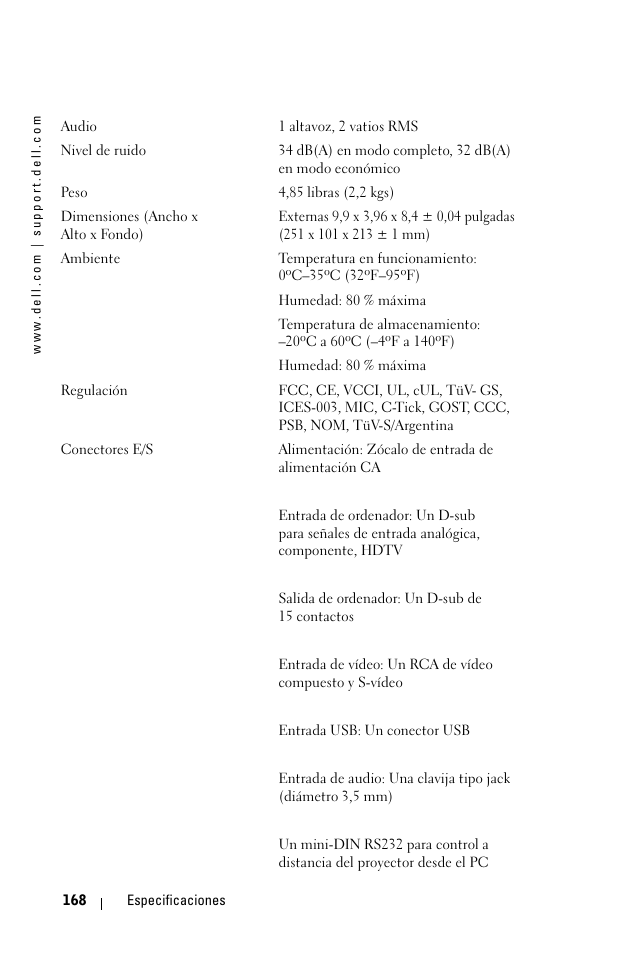 Dell 1100MP User Manual | Page 168 / 278