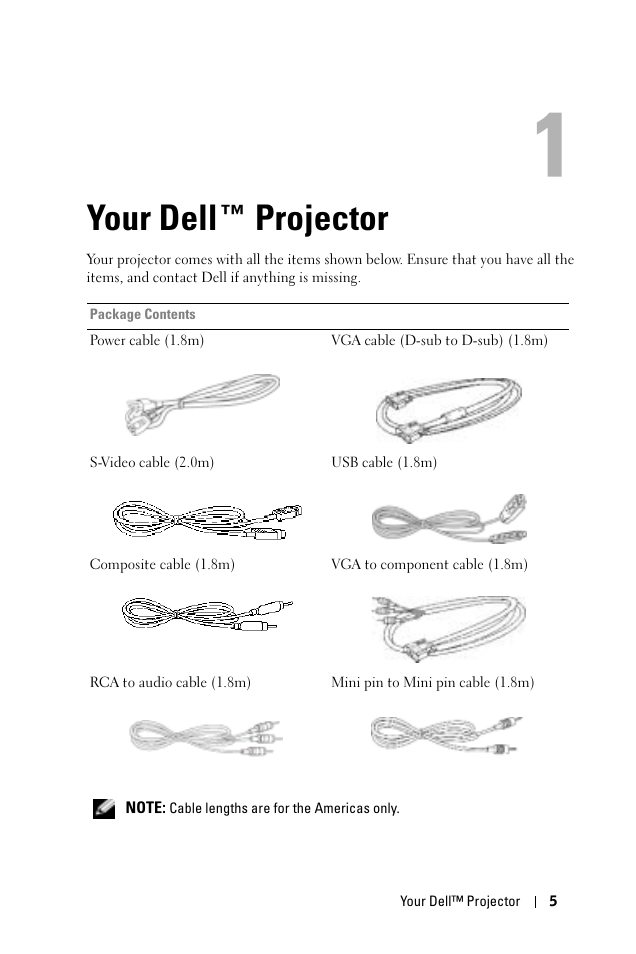 Your dell™ projector, 1 your dell™ projector, Your dell ™ projector | Dell 1100MP User Manual | Page 5 / 278