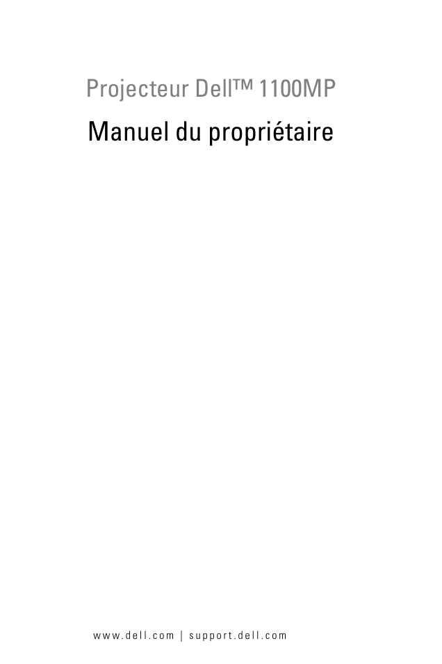 Manuel du propriétaire, Projecteur dell™ 1100mp | Dell 1100MP User Manual | Page 63 / 278