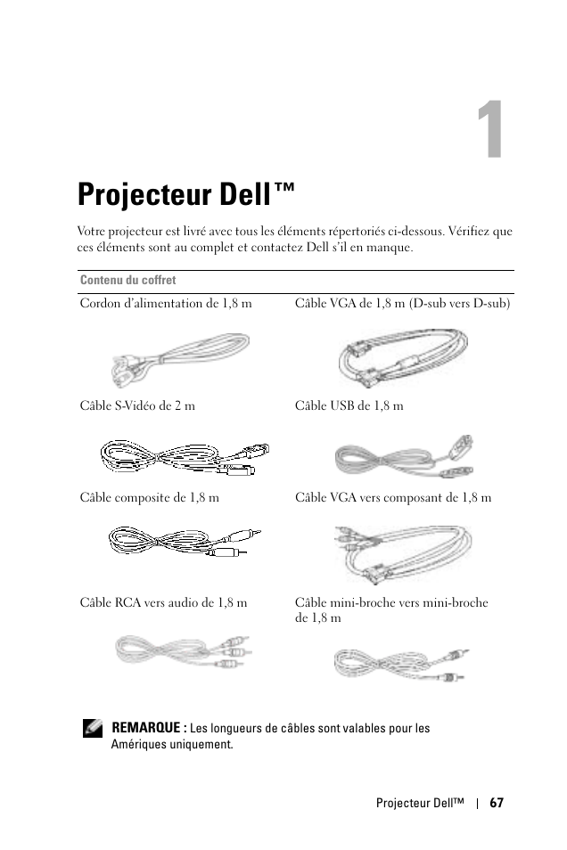 Projecteur dell, 1 projecteur dell | Dell 1100MP User Manual | Page 67 / 278