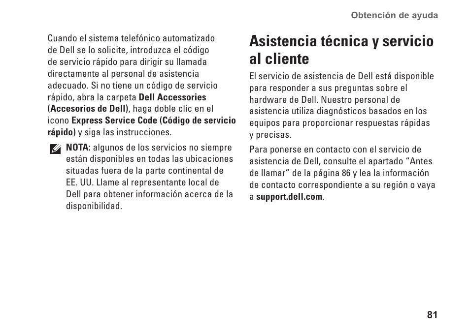 Asistencia técnica y servicio al cliente | Dell Inspiron 15 (M5010, Early 2010) User Manual | Page 83 / 112