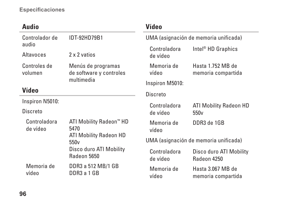 Dell Inspiron 15 (M5010, Early 2010) User Manual | Page 98 / 112