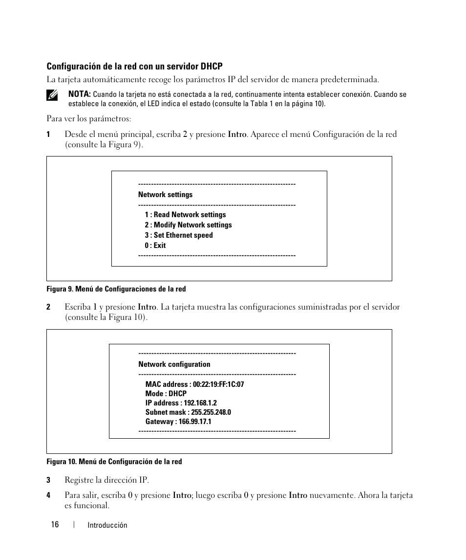 Configuración de la red con un servidor dhcp | Dell UPS 4200R User Manual | Page 16 / 87