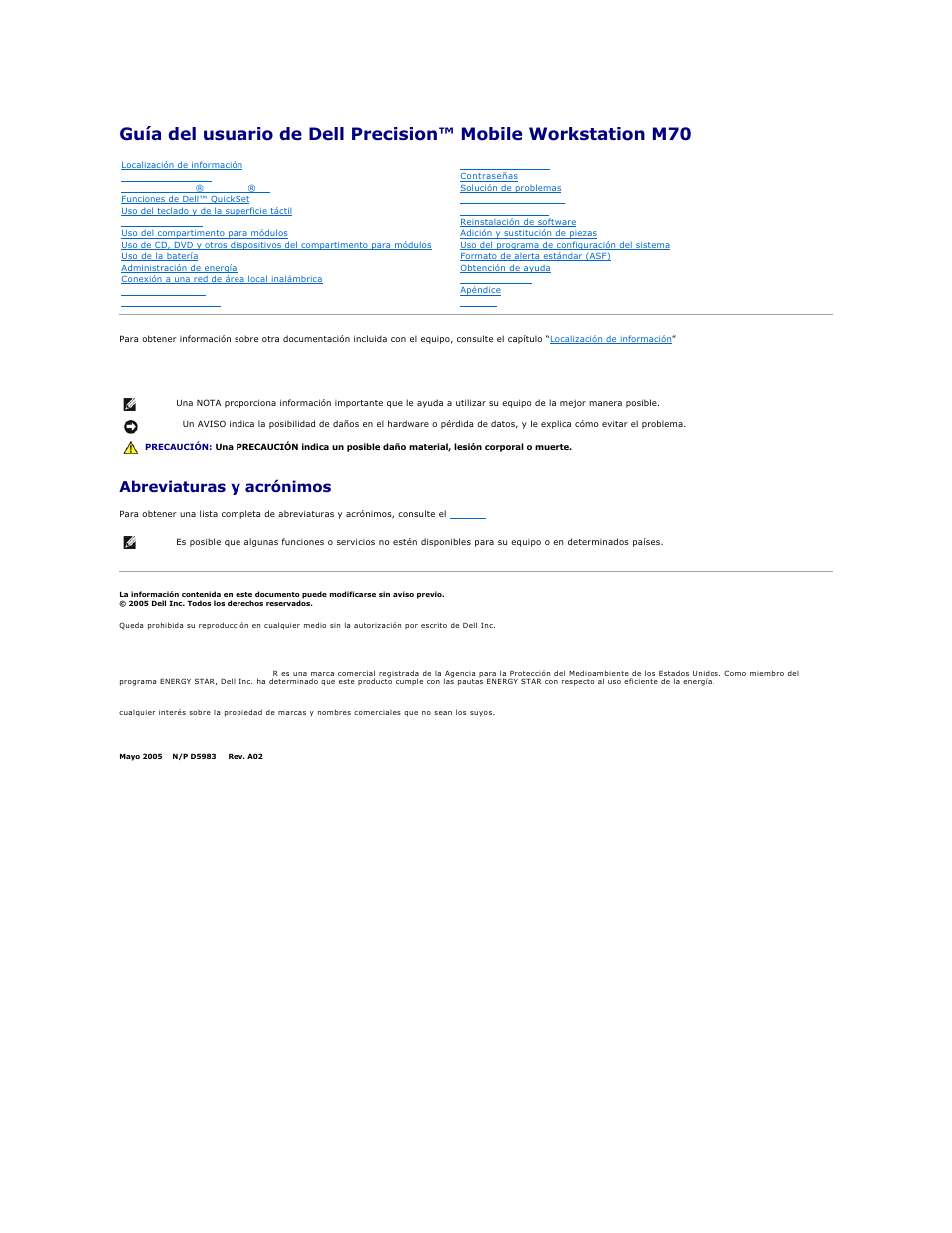 Dell Precision M70 User Manual | 122 pages