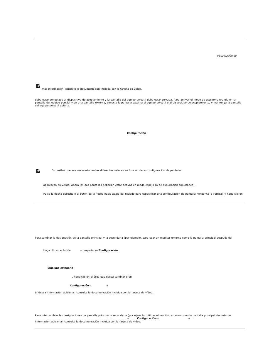 Modo de pantalla de escritorio grande, Cambio entre pantallas principales y secundarias, Windows 2000 | En microsoft windows xp, Microsoft windows 2000 | Dell Precision M70 User Manual | Page 32 / 122