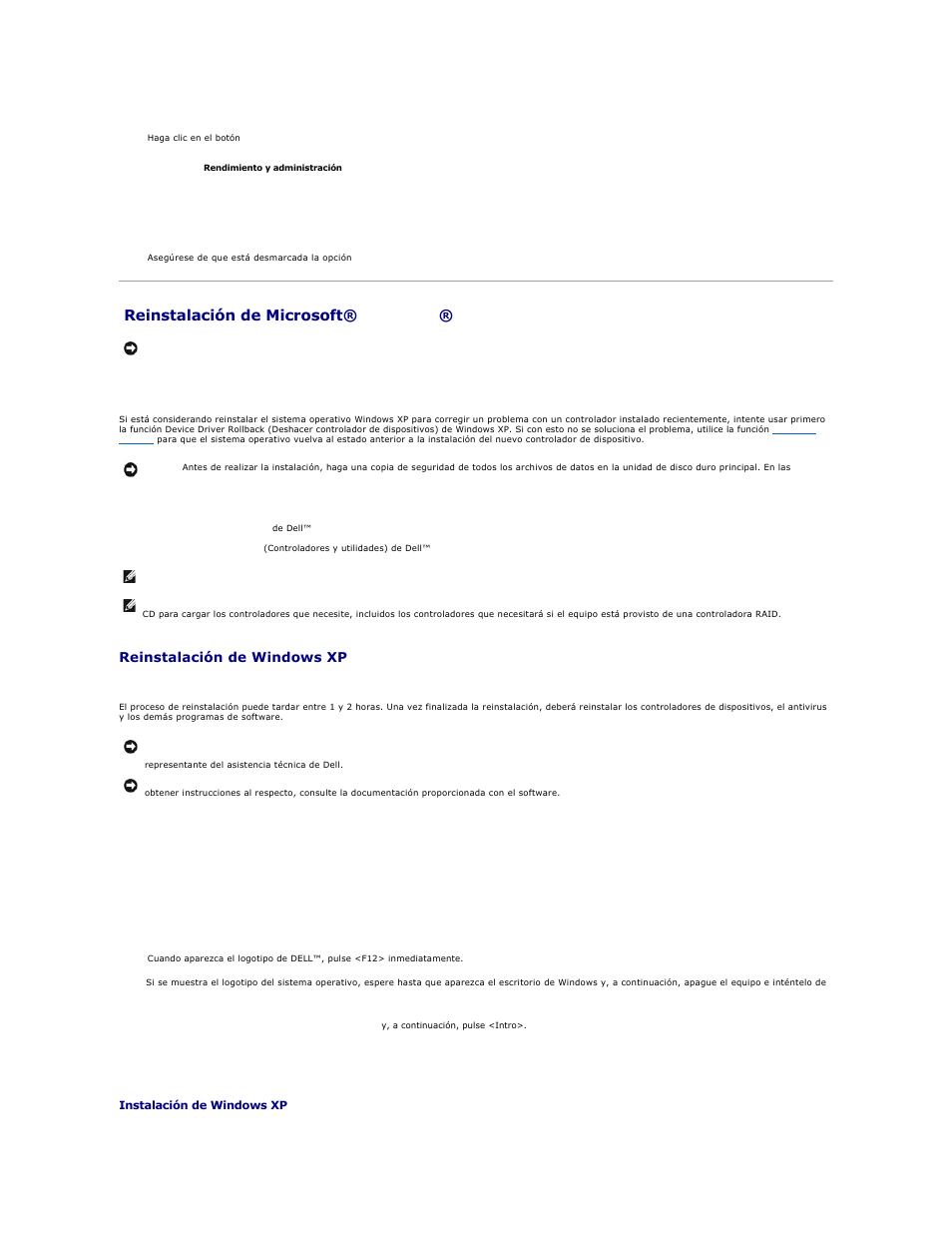 Reinstalación de microsoft, Windows® xp, Reinstalación de microsoft® windows® xp | Antes de empezar, Reinstalación de windows xp | Dell Precision M70 User Manual | Page 38 / 122