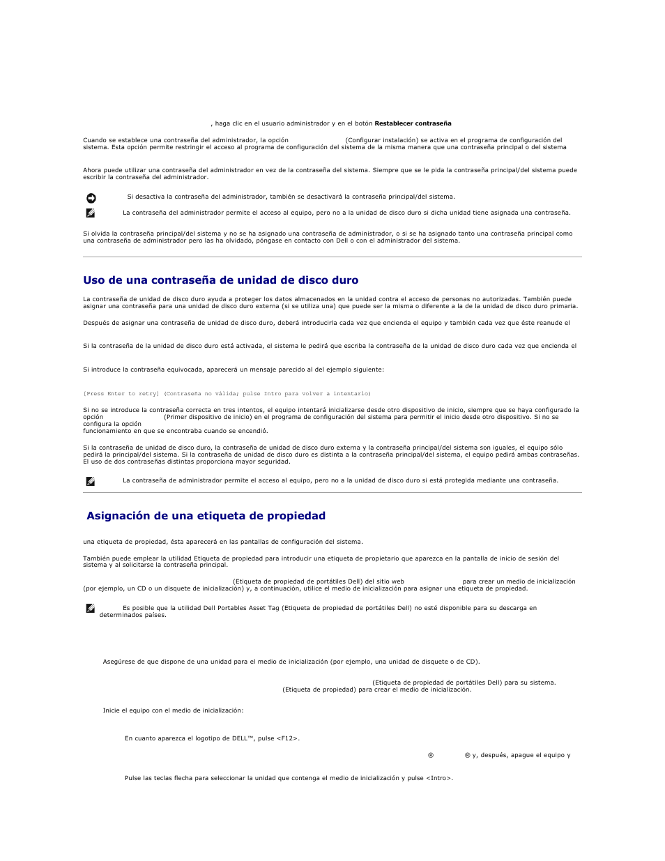 Uso de una contraseña de unidad de disco duro, Asignación de una etiqueta de propiedad | Dell Precision M70 User Manual | Page 67 / 122