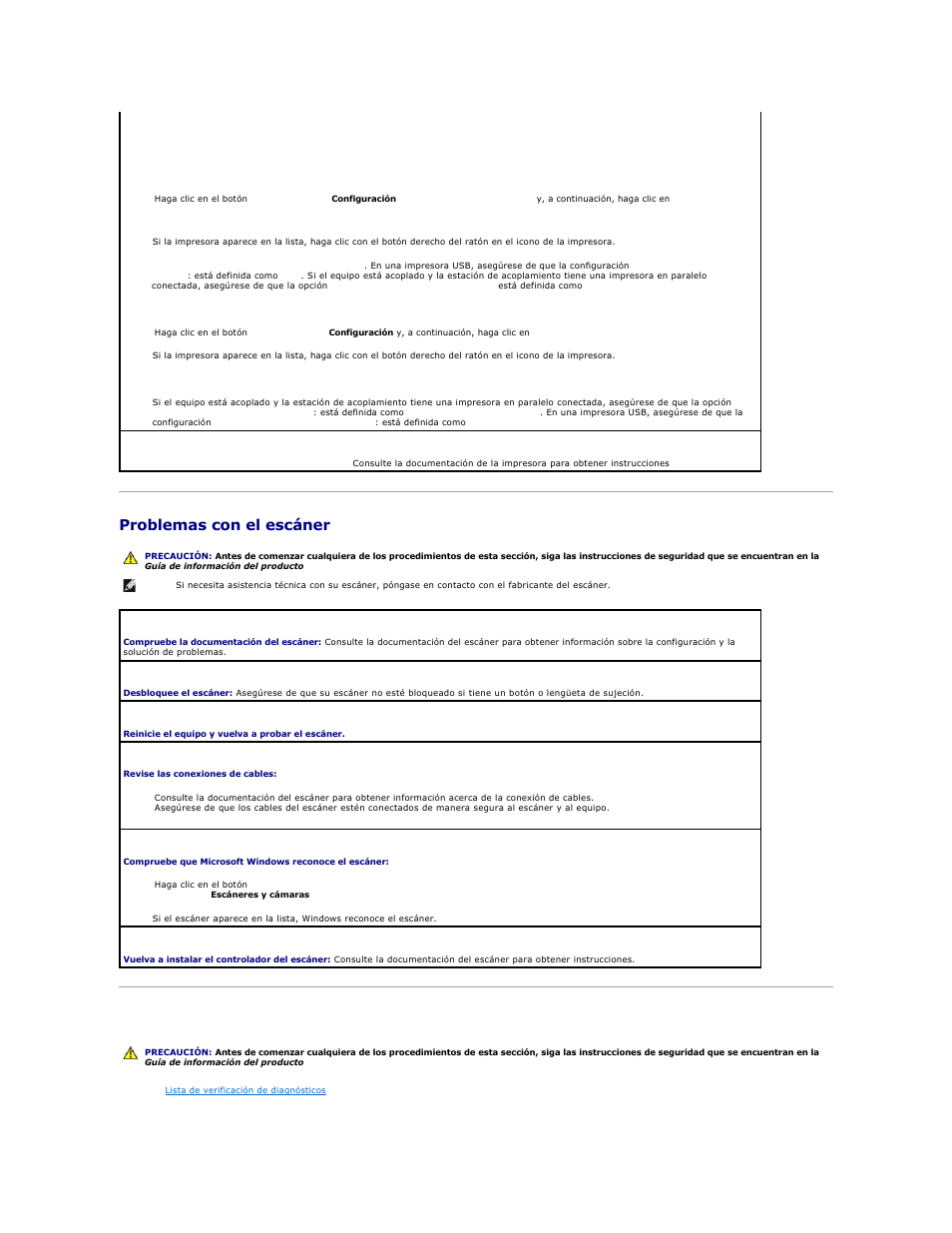 Problemas con el escáner, Problemas con el sonido y los altavoces | Dell Precision M70 User Manual | Page 87 / 122