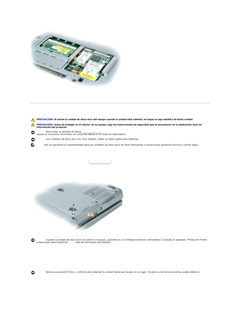 Unidad de disco duro, Extraiga la unidad de, Disco duro | Dell Precision M70 User Manual | Page 99 / 122