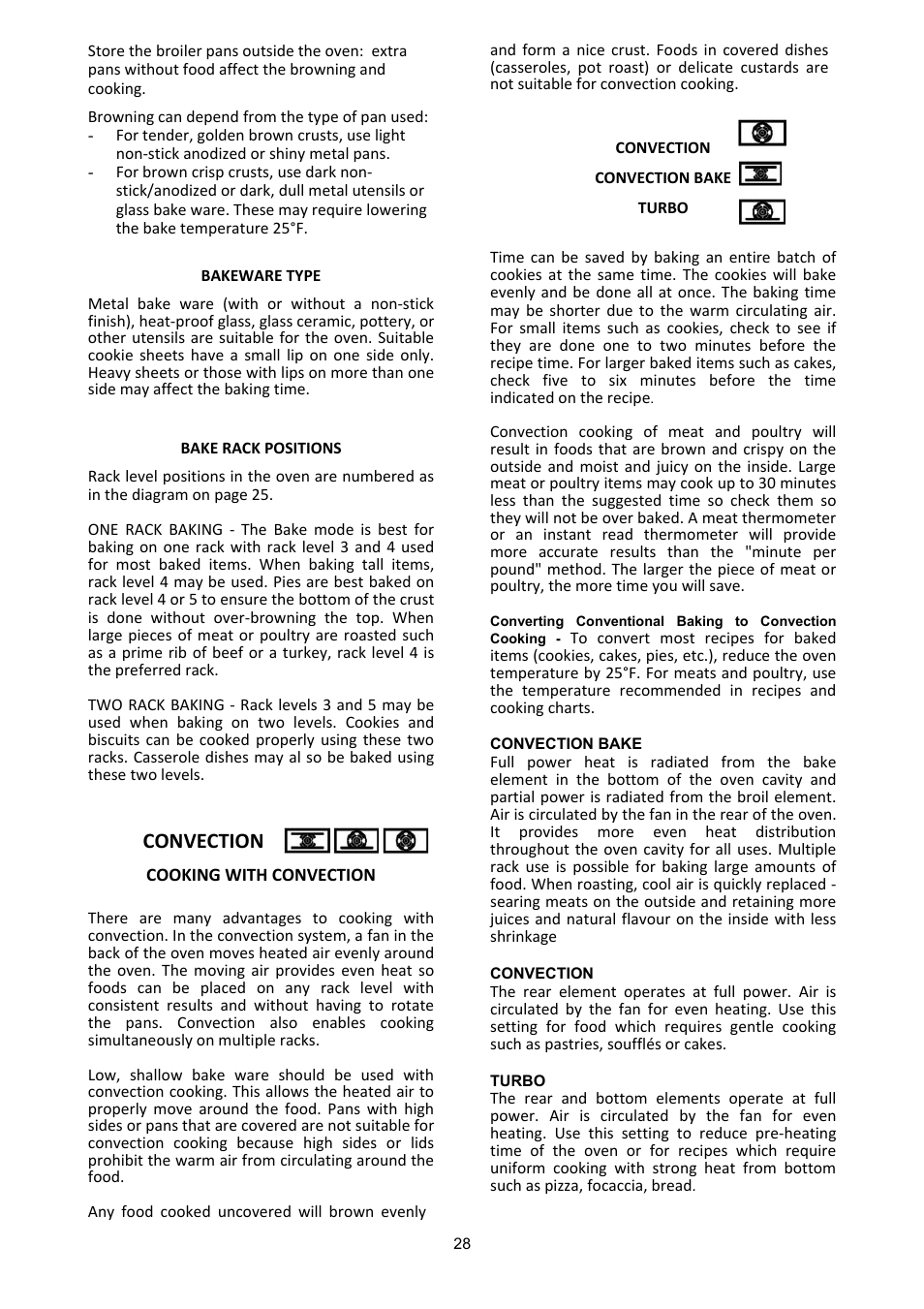 Convection | Bertazzoni X365PIRX User Manual | Page 28 / 50