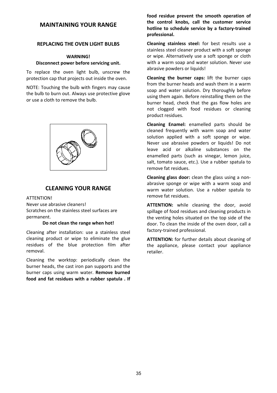 Maintaining your range, Cleaning your range | Bertazzoni X365PIRX User Manual | Page 35 / 50