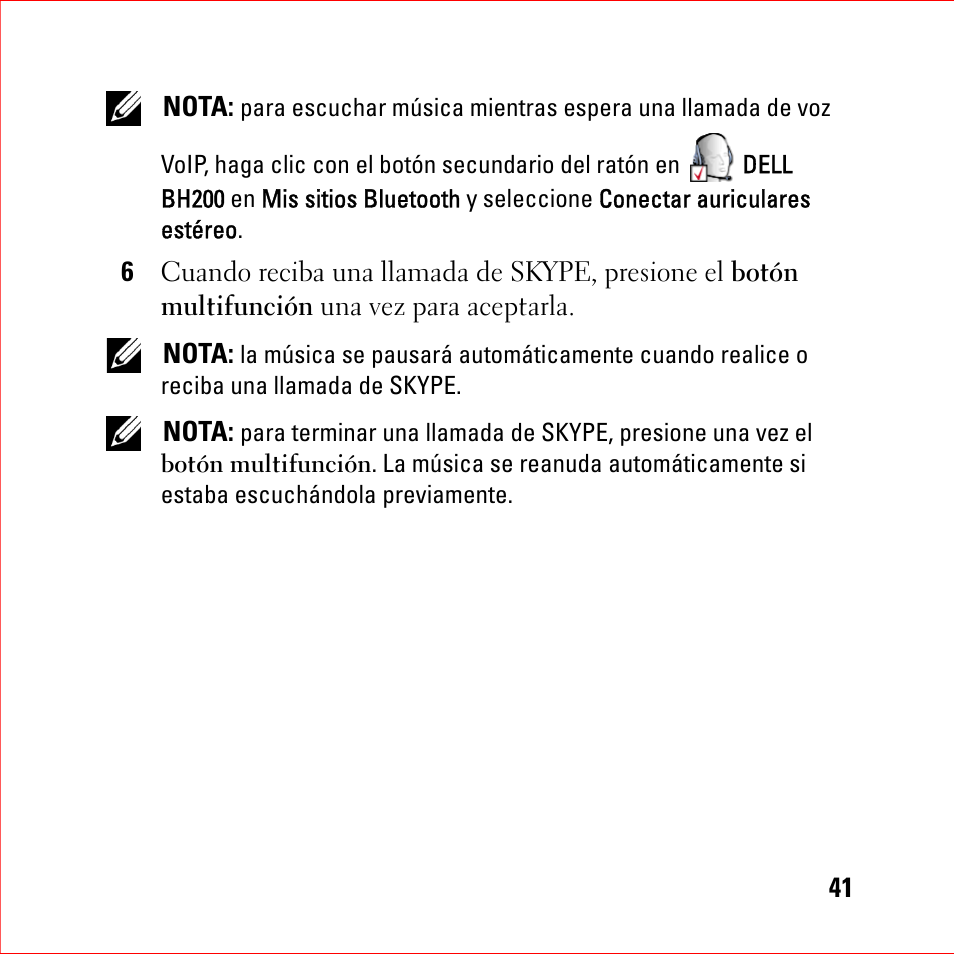 Dell BH200 Bluetooth 2.0 EDR Stereo Headset User Manual | Page 41 / 94